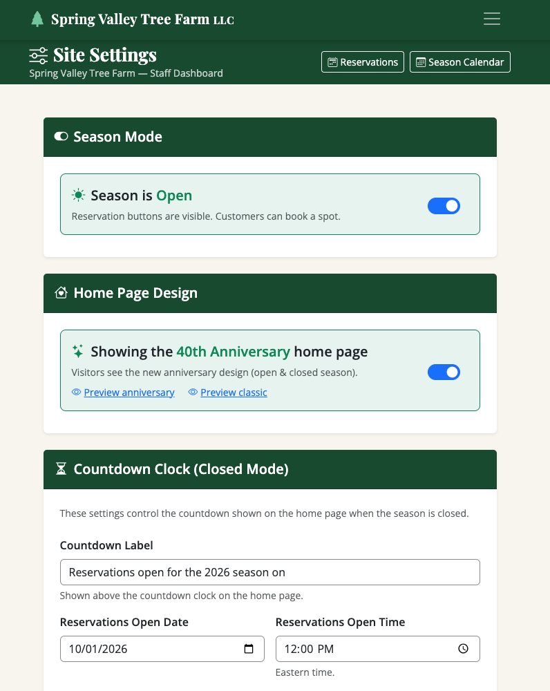 Site settings: season open switch and the 40th Anniversary home page switch